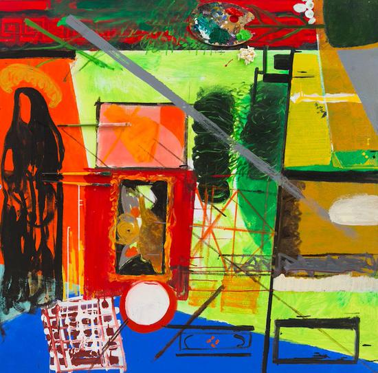 崔鳳華:《歐洲深藍》200cmx200cm,布面綜合材料,2017