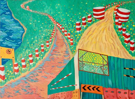 《2018年2月10日》布面油畫,110×450cm,2018