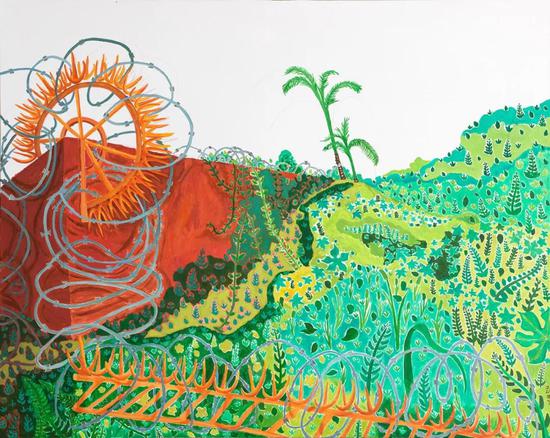 《后院》布面油畫,120×150cm,2018