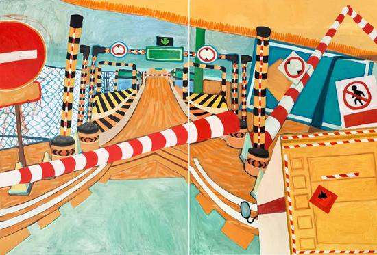 《謝謝惠顧》布面油畫,150×220cm,2018